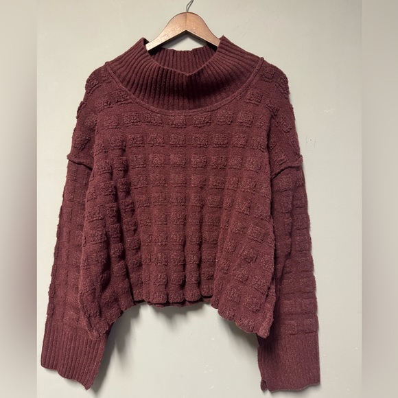 Free People Soul Searcher Sweater NWT Size M and XL Color Wine Heather - Picture 4 of 7